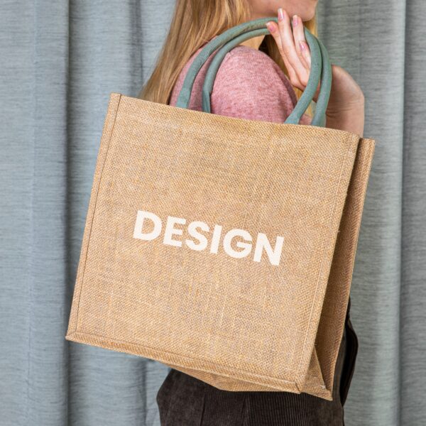 Woman with tote bag mockup